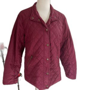 Womens JUSTFAB Burgundy Red Quilted Jacket Coat PLUS SIZE 2X EXCELLENT CONDITION
